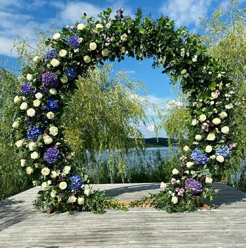 Lush Garden with Flower Arches
