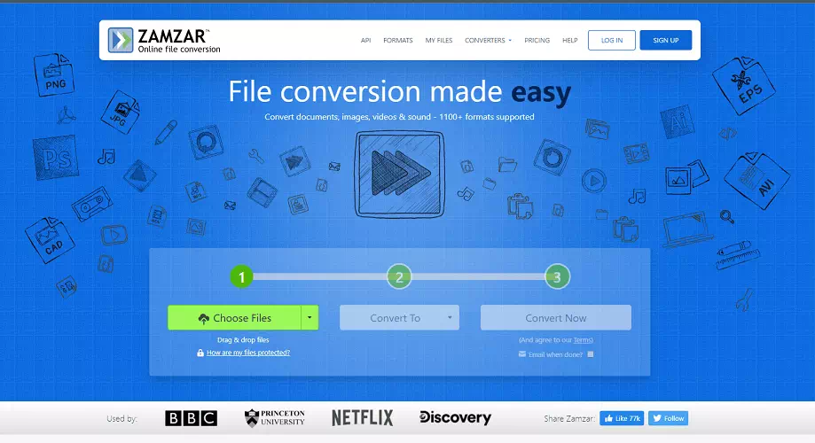 Zamzar Screenshot opening eps file in Zamzar