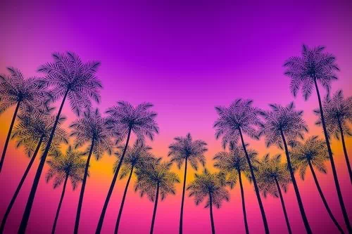 Free vector colorful palm silhouettes background Free vector colorful palm silhouettes background