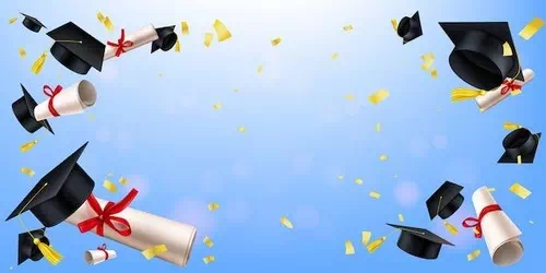 Free vector realistic graduate caps background Free vector realistic graduate caps background