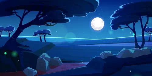 Free vector savannah landscape with acacia trees at night Free vector savannah landscape with acacia trees at night