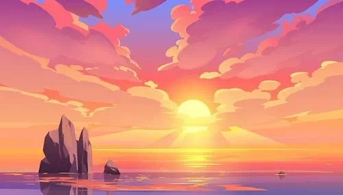 Free vector sunset or sunrise in ocean Free vector sunset or sunrise in ocean