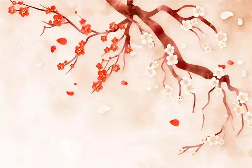 Free vector watercolor plum blossom background Free vector watercolor plum blossom background