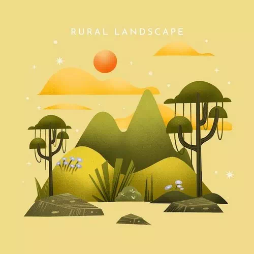 Free vector watercolor rural landscape background Free vector watercolor rural landscape background