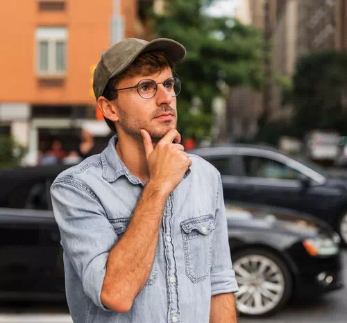 Posing with Hand on Chin and Looking Thoughtful Posing with Hand on Chin and Looking Thoughtful