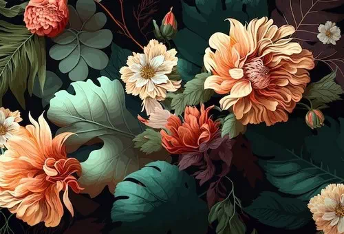 Vector beautiful fresh flowers plants background Vector beautiful fresh flowers plants background