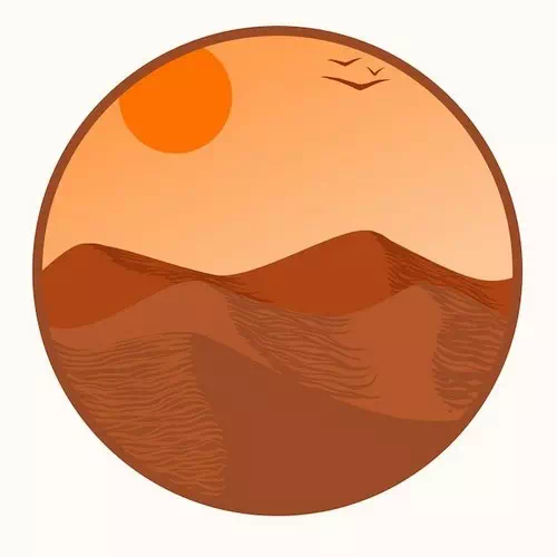 Vector desert landscape with a sun and sandy vector background Vector desert landscape with a sun and sandy vector background