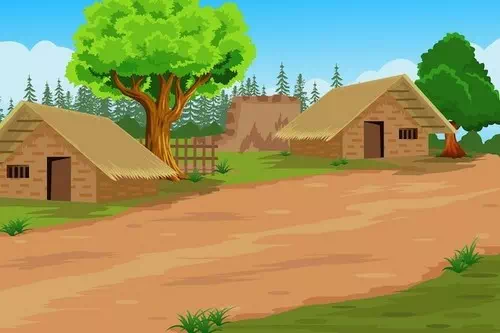 Vector indian village background illustration Vector indian village background illustration
