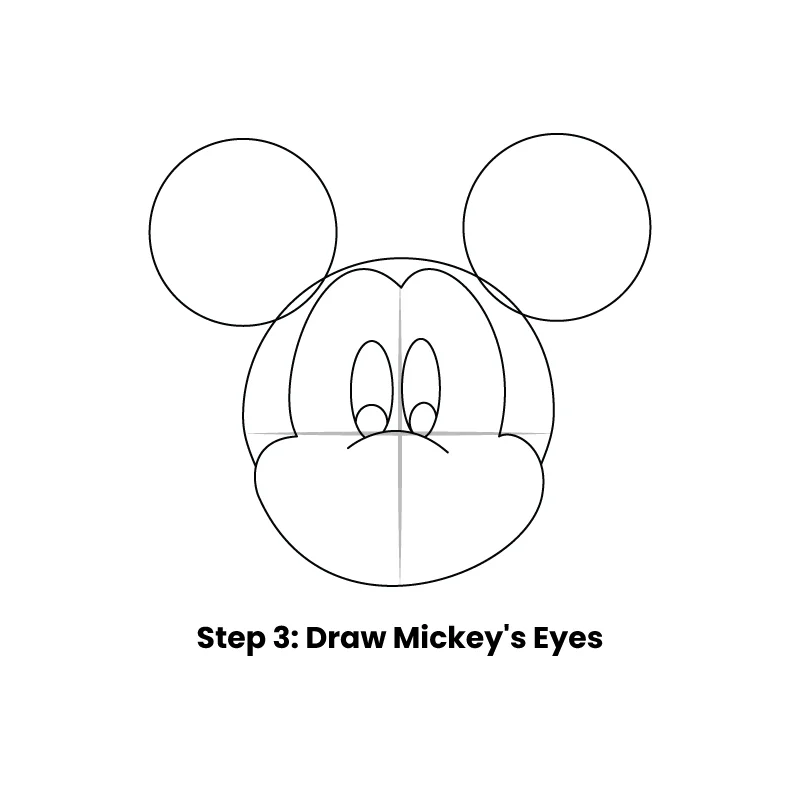 Step 3 Draw Mickey's Eyes Step 3 Draw Mickey's Eyes