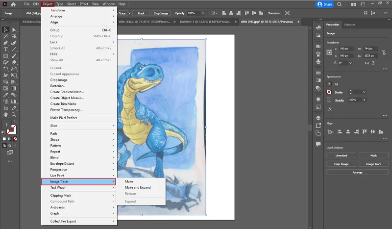 Choose Image Trace Choose Image Trace