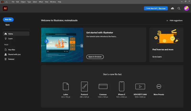 Open Illustrator Open Illustrator