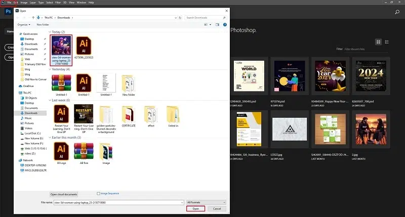 Opening an Image in Adobe Photoshop Opening an Image in Adobe Photoshop